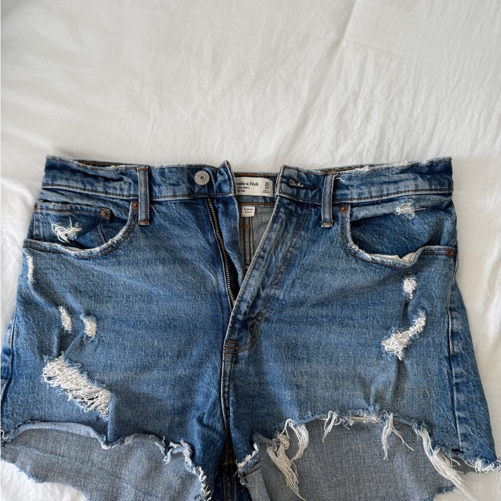 Abercrombie & Fitch Ripped Blue Jean Shorts EUC